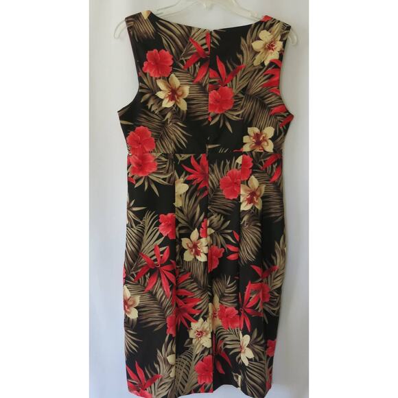 PERCEPTIONS Dress Size 10 Sleeveless Pleats Mid Length Black Multicolor Floral - Picture 2 of 7